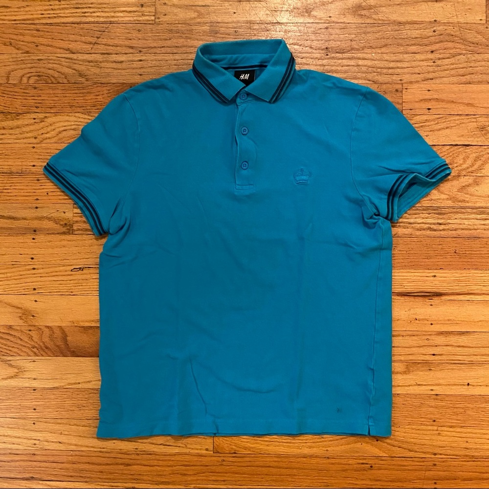 H&M europe ocean blue polo size medium slim fit